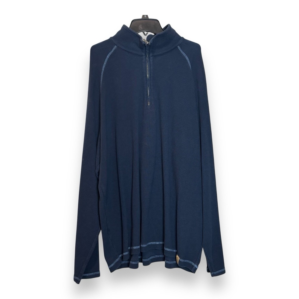 Tommy Bahama Denim Men's 1/4 Zip Thermal Pullover Blue Size XXL Mock Neck